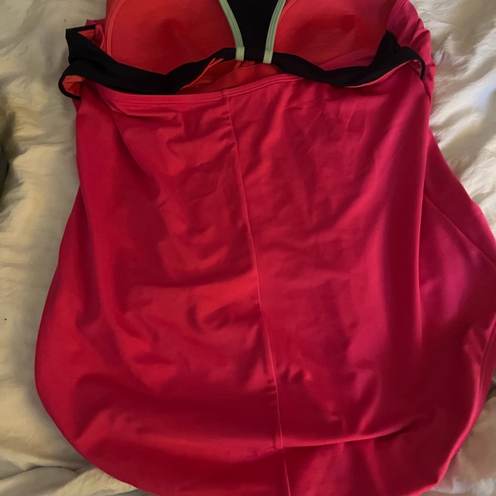 Lands End pink one piece with trim size 22W